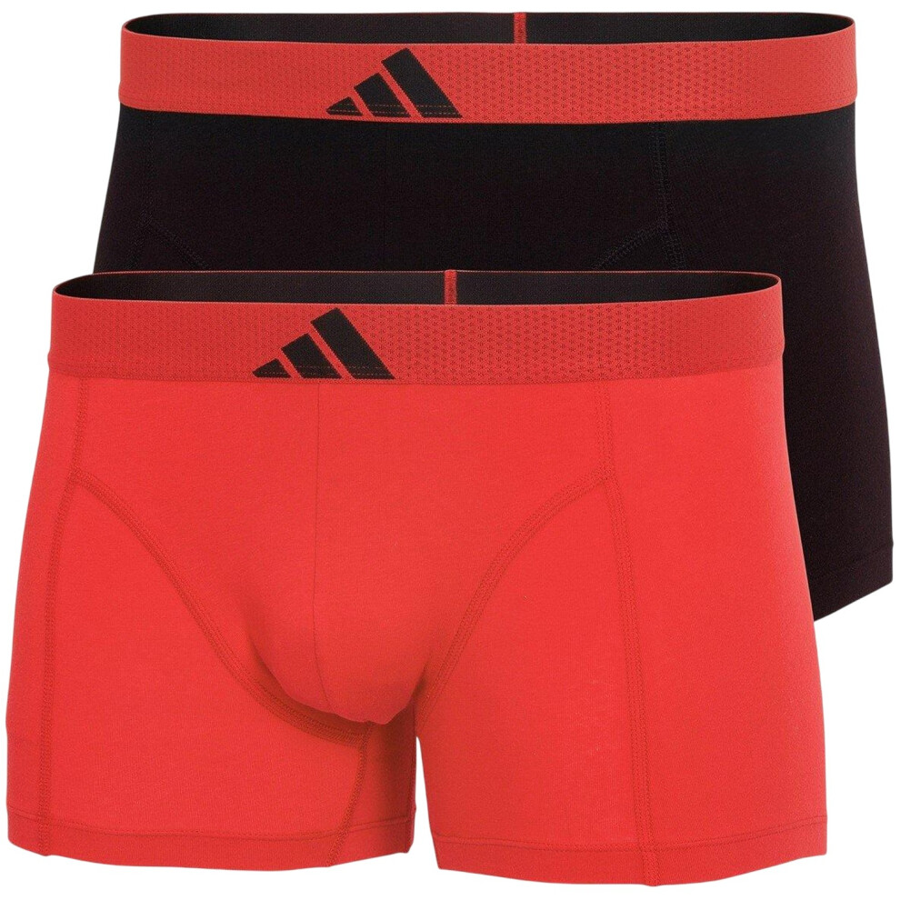 Adidas (S, Red/Black) Mens Active Flex Boxer Briefs (Pack Of 2)