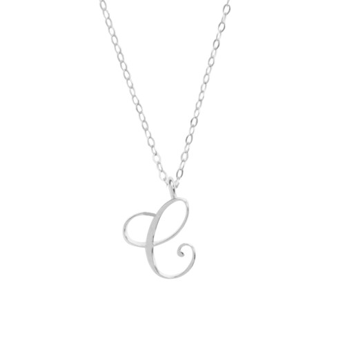 Women's silver clavicle necklace with initial pendant