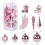Christmas Tree Ornaments Set Pink Shatterproof Plastic 21pcs 1