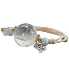 Feather Beads Dried Flower Charm Bracelet 1pc