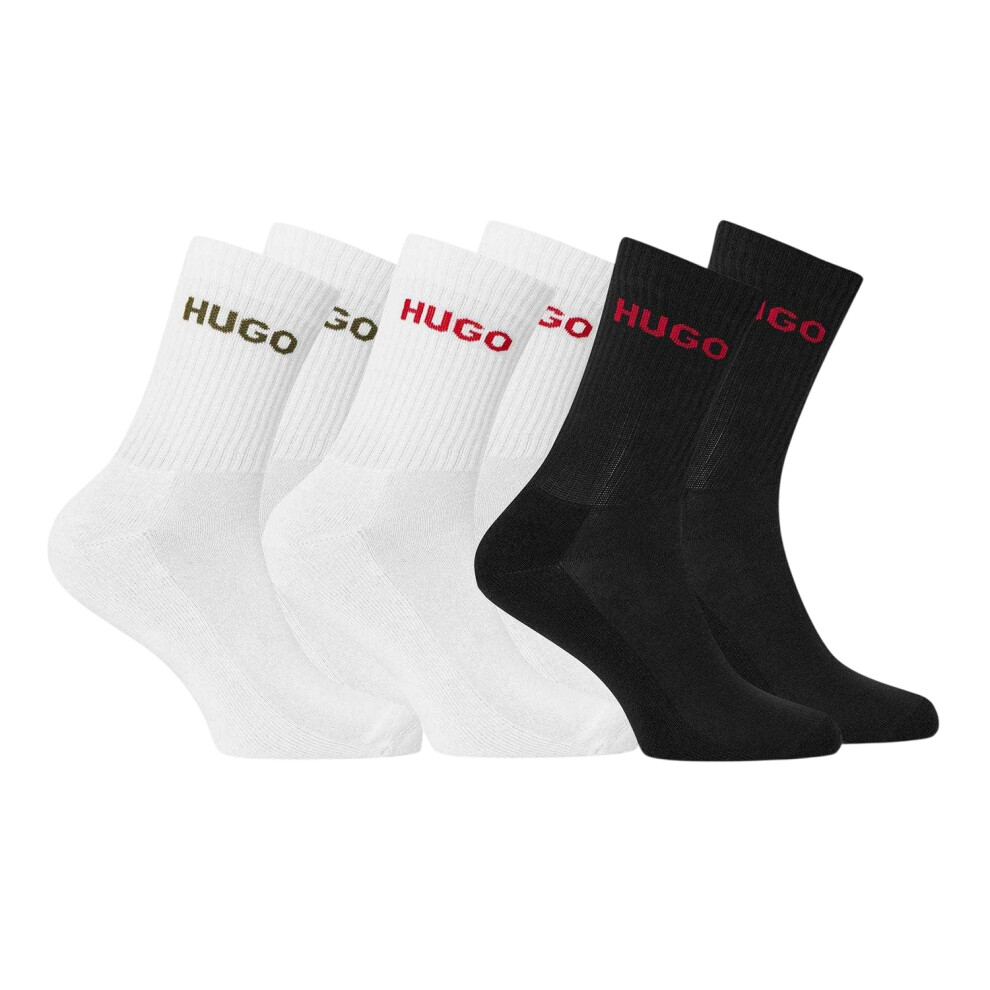 Hugo Boss (6 Uk-12 Uk, Black/White) Mens Crew Socks (Pack Of 6)