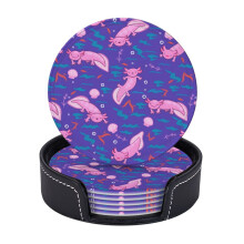 Set di 6 sottobicchieri in pelle con axolotl