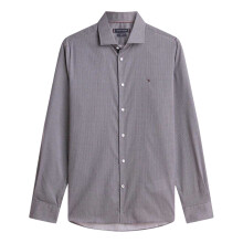 (L, Grey) Tommy Hilfiger Mens Microprint Long-Sleeved Shirt