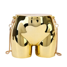 Women's chain crossbody bag with red earphone-mouth design