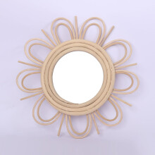 Woven Rattan Dressing Mirror Wall-Mounted 30-inch