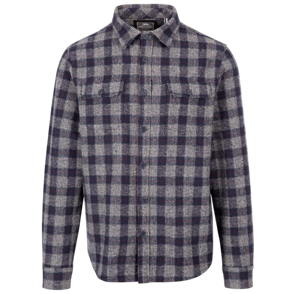 Trespass (M, Grey/Blue) Mens Portlaw Checked Long-Sleeved Shirt