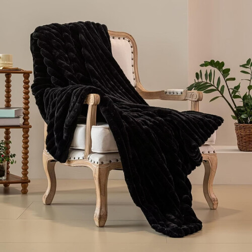Faux Fur Throw Blanket Dark Brown 40x50 inch