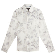 (M, White) Ted Baker Mens Leaf Print Regular Shirt