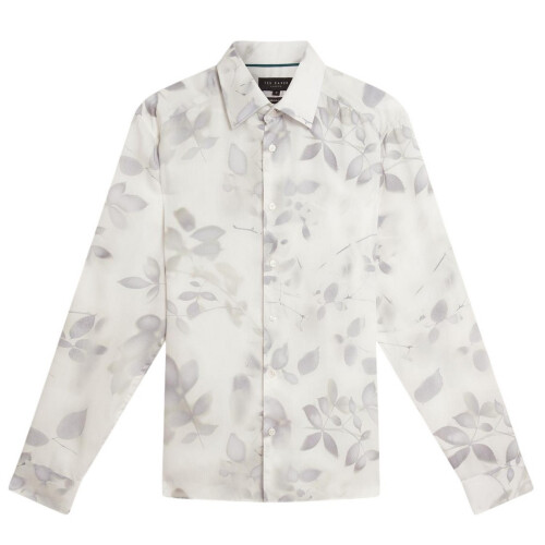 Ted Baker (M, White) Ted Baker Mens Leaf Print Regular Shirt