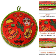 Tortilla Warmer Pouch 12 Inch Insulated Microwaveable