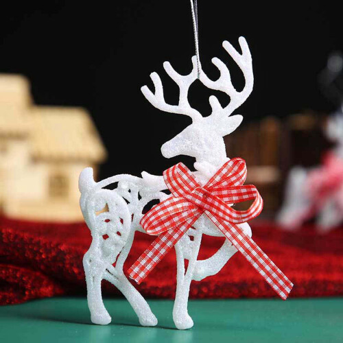 Christmas Tree Pendant Decor White Plastic Star Snowflake