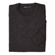 (M, Flannel Grey Heather) Callaway Mens Plain Merino Wool Long-Sleeved Jumper