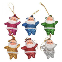 Mini Santa Pendant Set Red 6 Pieces