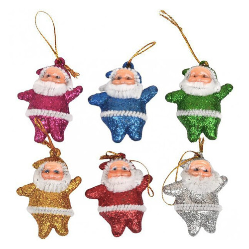 Mini Santa Pendant Set Red 6 Pieces