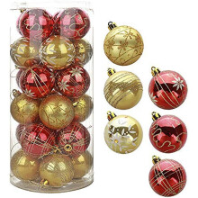 Christmas ball ornaments 24 pcs 2.8 inch red gold