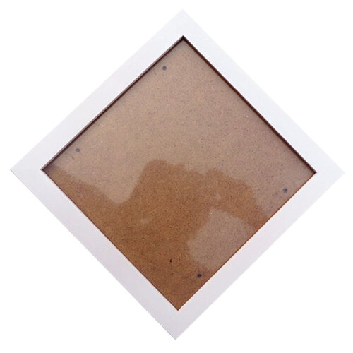 Square pine wood photo frame white 6 inch