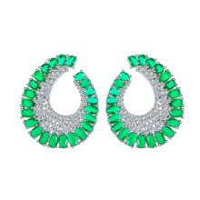 S925 Silver C-Shaped Zircon Earrings Multicolor