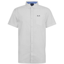 (M, White) Bench Mens Plain Logo Short-Sleeved Shirt