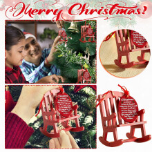 Christmas Memorial Ornament Red Wooden Rocking Chair 1pc