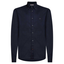 (XS, Dark Navy) Tommy Hilfiger Mens Core Flex Poplin Long-Sleeved Shirt