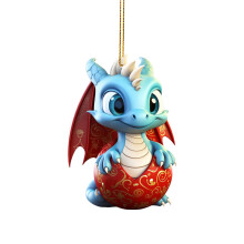 Christmas Dragon Baby Pendant Blue Red Acrylic 1pc