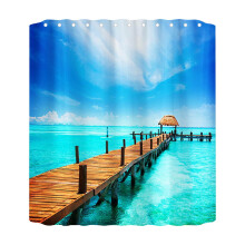 Ocean Beach Print Shower Curtain 70x70 Inch with Liner and
