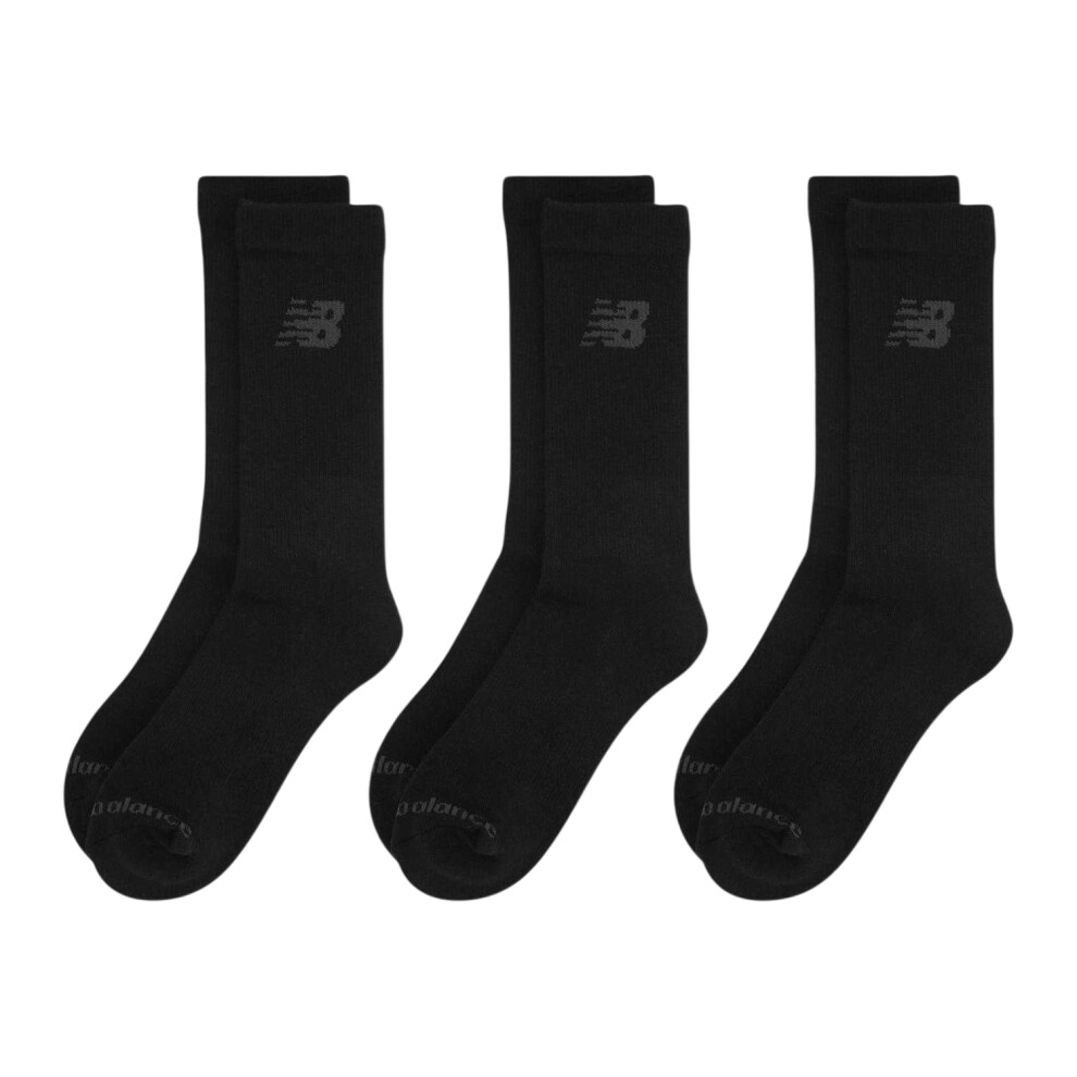 New Balance (2 Uk-5.5 Uk, Black) Childrens/Kids Crew Socks (Pack Of 3)