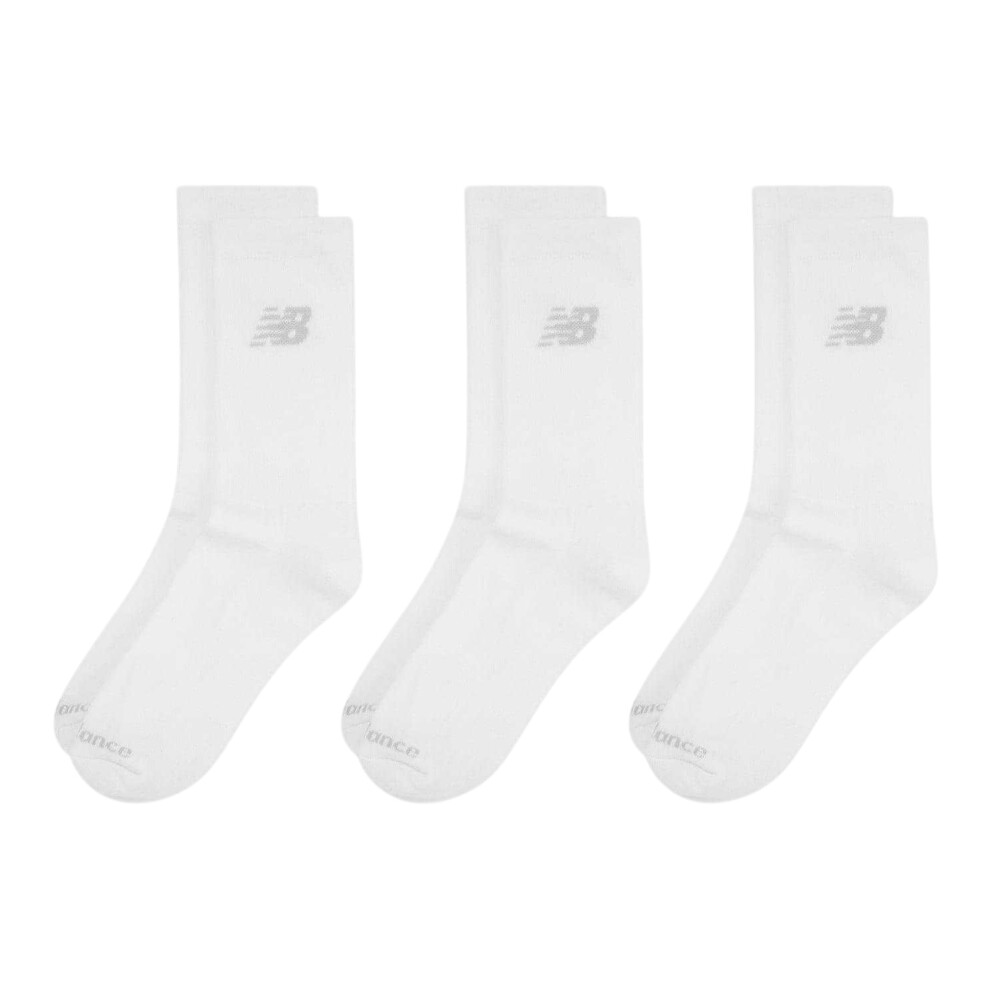New Balance (2 Uk-5.5 Uk, White) Childrens/Kids Crew Socks (Pack Of 3)