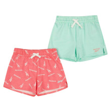 (3-4 Years, Strawberry/Green) Reebok Childrens/Kids Relaxed Fit Jersey Shorts (Pack of 2)