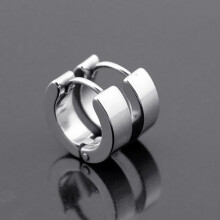 Rygai men's stainless steel huggie hoop earrings silver 1