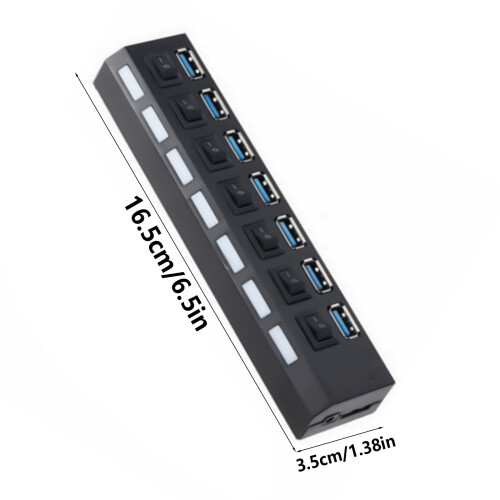 Hub USB 3.0/2.0 de 7 puertos con interruptor LED para portátil y PC 1