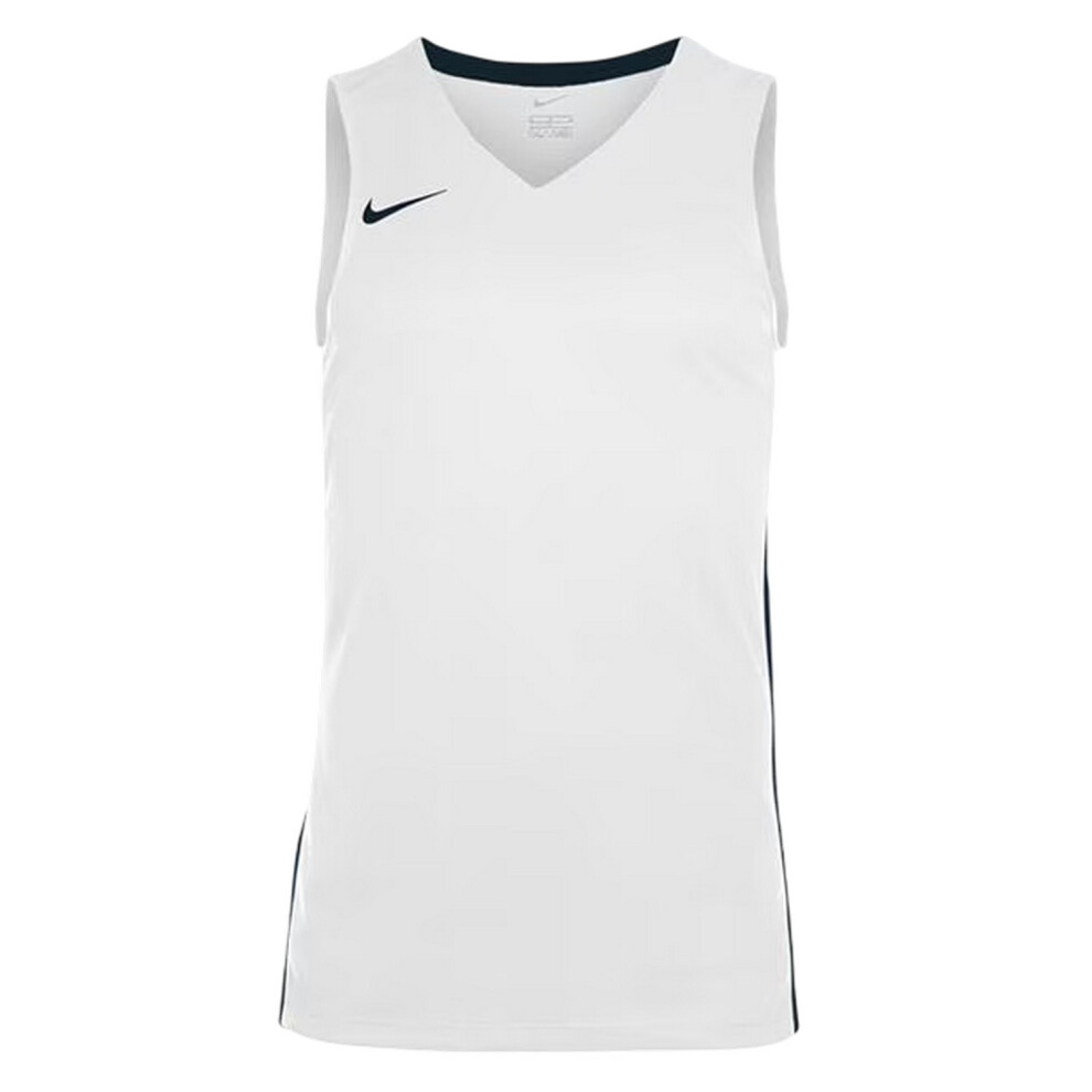 Nike (7-8 Years, White/Black) Childrens/Kids V Neck Sleeveless Basketball Jersey