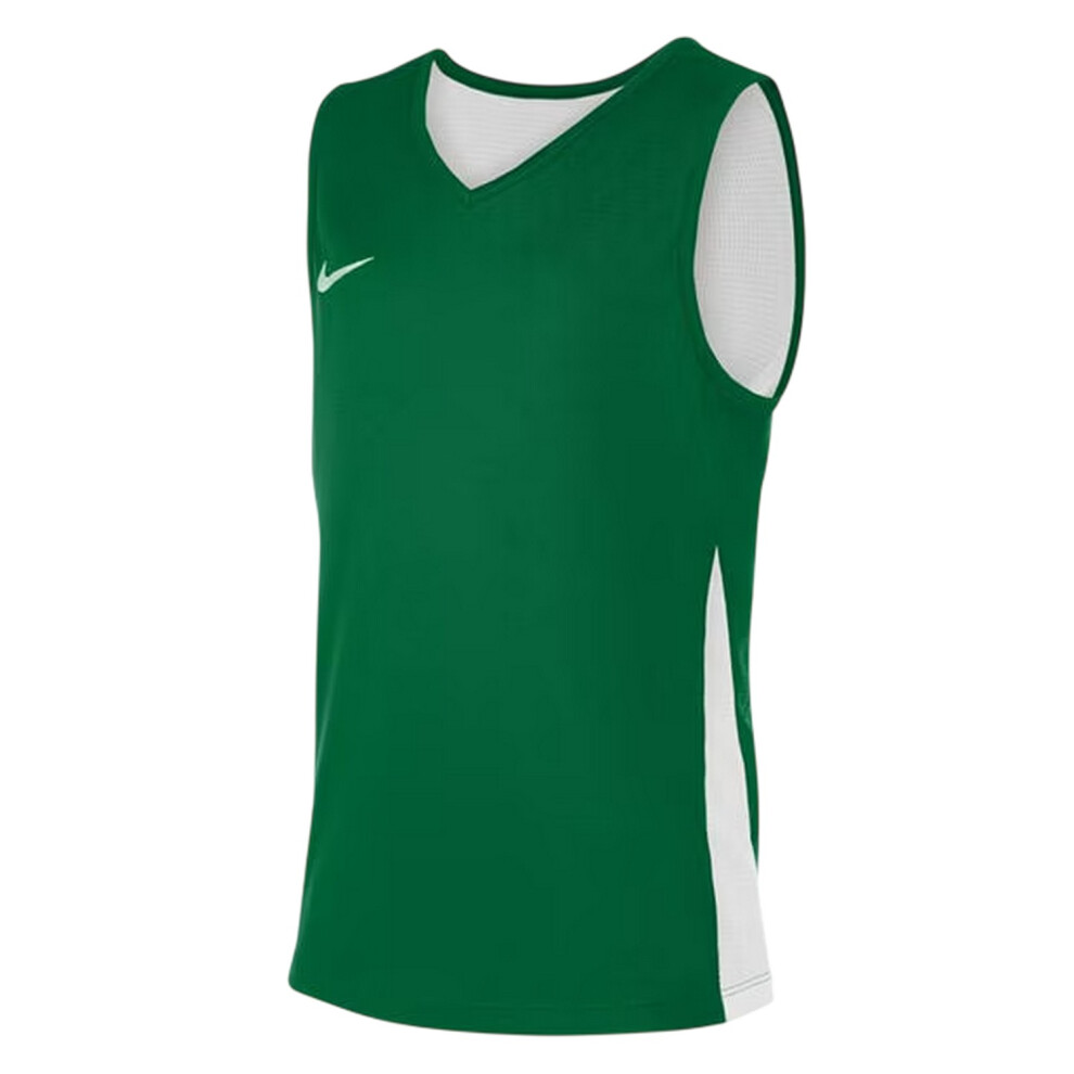 Nike (7-8 Years, Pine Green/White) Childrens/Kids V Neck Sleeveless Basketball Jersey
