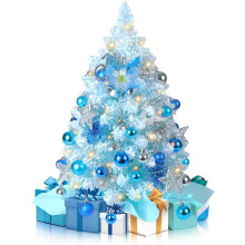 Mini Flocked Blue Christmas Tree with Lights 2 Feet