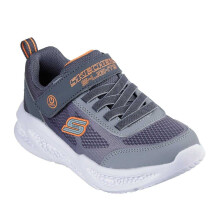 (2 UK, Grey/Orange) Skechers Boys S Lights Round Toe Trainers