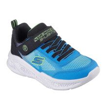 (13 UK Child, Blue/Black) Skechers Boys S Lights Round Toe Trainers
