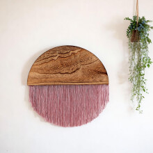 Macrame Wall Hanging Bohemian Pink Tapestry with Tassels