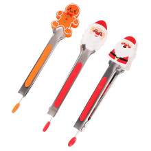 Christmas silicone mini tongs Santa gingerbread man shape 3