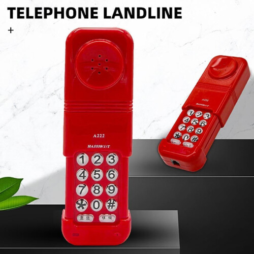 Telefone fixo com fio, capa telescópica e rediscagem 1