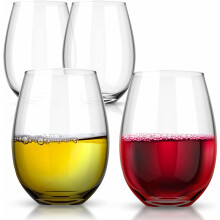 European Stemless White Wine Cups 4-Pc Set Borosilicate