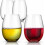 European Stemless White Wine Cups 4-Pc Set Borosilicate 1