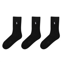 (One Size, Black) Ralph Lauren Mens Cotton Crew Socks (Pack of 3)