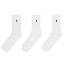 (One Size, White) Ralph Lauren Mens Cotton Crew Socks (Pack of 3)