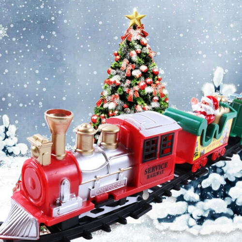 Mini Christmas Train Set Electric with 4 Carriages and 2