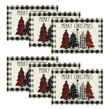 Christmas Tree Placemats Plaid Set of 6
