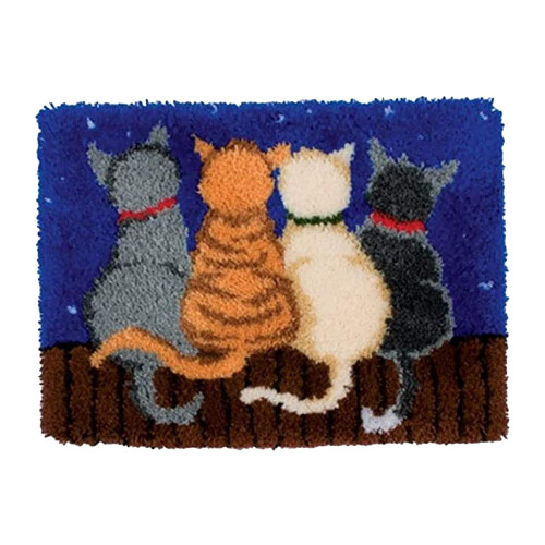 Cat latch hook rug kit with color-coded canvas 52x38cm 1