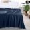 Drap plat bleu marine en microfibre brossée, taille standard, 1 pièce 2
