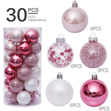 Handmade Christmas Ball Ornaments PE Pink 30 Pack