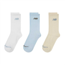 (2 UK-4 UK, White/Blue/Cream) New Balance Unisex Adult Crew Socks (Pack of 3)