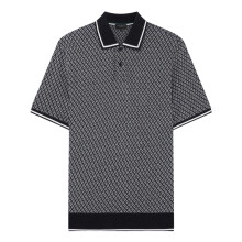 (S, Black) Ted Baker Mens Diamond Knitted Tipped Polo Shirt